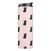 Bouteilles Isothermes Cute Black Cat Pattern on Pastel Pink (Tourné sur la gauche)