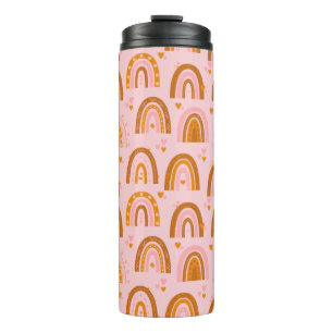 Bouteilles Isothermes Cute Boho Rainbow Hearts Motif en rose orange