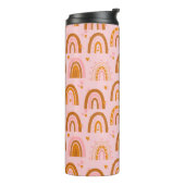 Bouteilles Isothermes Cute Boho Rainbow Hearts Motif en rose orange (Tourné sur la gauche)