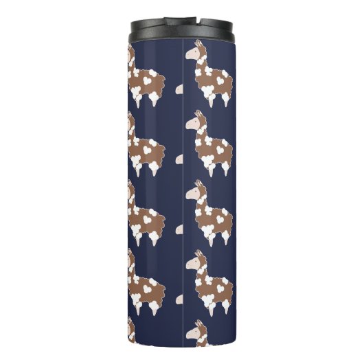 Bouteilles Isothermes Cute Brown et blanche lamas tachetées avec initial (Dos)