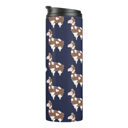 Bouteilles Isothermes Cute Brown et blanche lamas tachetées avec initial (Tourné sur la droite)