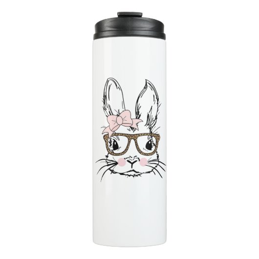 Bouteilles Isothermes Cute Bunny Face Shirt Leopard Print Glasses EASTER (Devant)