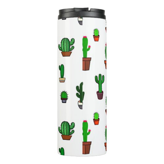 Bouteilles Isothermes Cute Cactus illustrations Pattern White (Dos)
