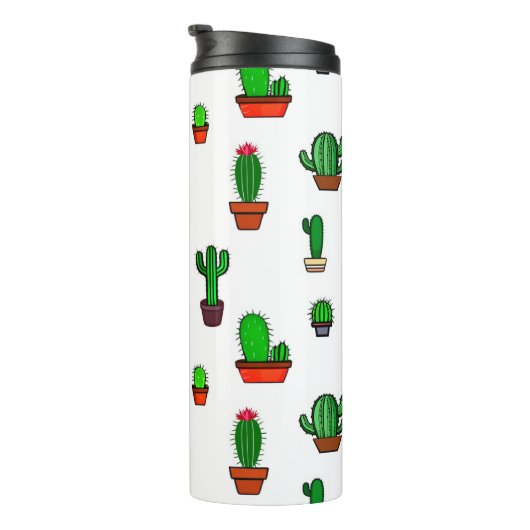Bouteilles Isothermes Cute Cactus illustrations Pattern White (Tourné sur la droite)