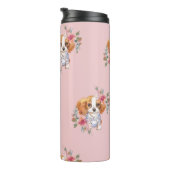 Bouteilles Isothermes Cute Cavalier King Charles Spaniel Chien et Fleurs (Tourné sur la droite)