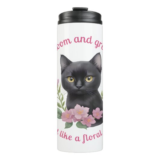 Bouteilles Isothermes Cute chat Floral Design Fleurit et grandit (Devant)