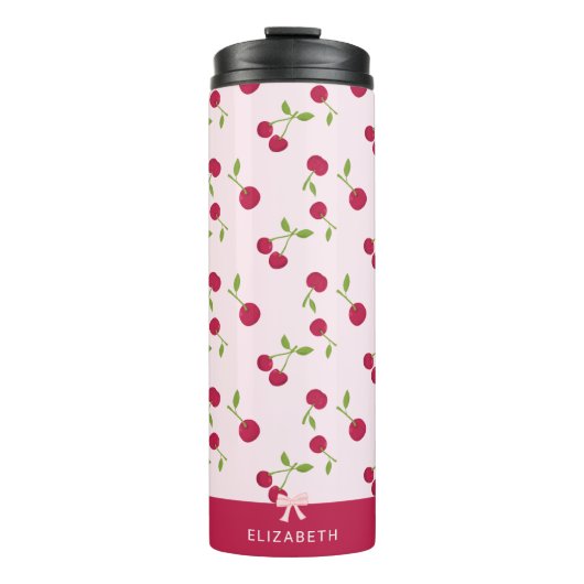 Bouteilles Isothermes Cute Cherry Print Pattern Coquette Pink Custom (Devant)