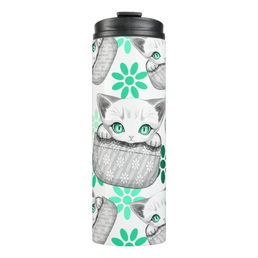Bouteilles Isothermes Cute de chat et pointe joueuse à partir d'une poch (Devant)