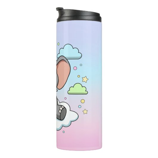 Bouteilles Isothermes Cute Elephant on Cloud - I'm Ele-Fun-t Pun (Tourné sur la droite)