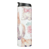 Bouteilles Isothermes Cute Fluffy Kittens avec Roses roses roses (Tourné sur la droite)