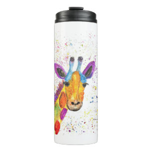 Bouteilles Isothermes Cute girafe arc-en-ciel aquarelle animal safari an