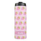 Bouteilles Isothermes Cute Girly Pink Strawberry Pattern Personalised (Devant)