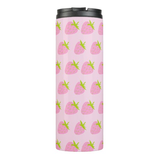 Bouteilles Isothermes Cute Girly Pink Strawberry Pattern Personalised (Dos)