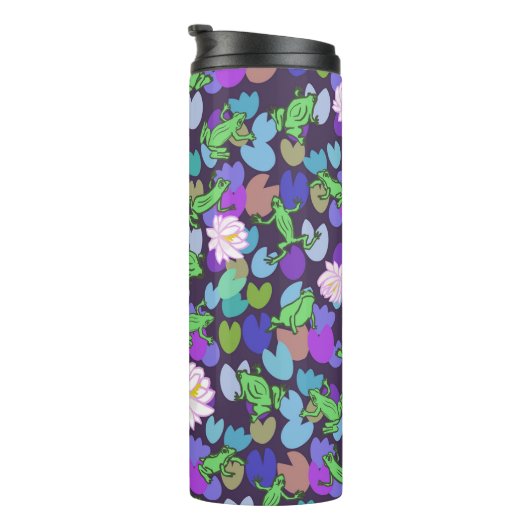 Bouteilles Isothermes Cute grenouille art bleu foncé et vert (Tourné sur la droite)