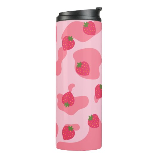 Bouteilles Isothermes Cute Kawaii Motif de la vache fraise (Tourné sur la gauche)