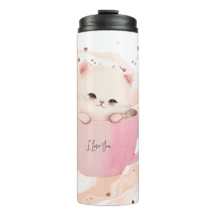 Bouteilles Isothermes Cute Kitten dans une Tea up