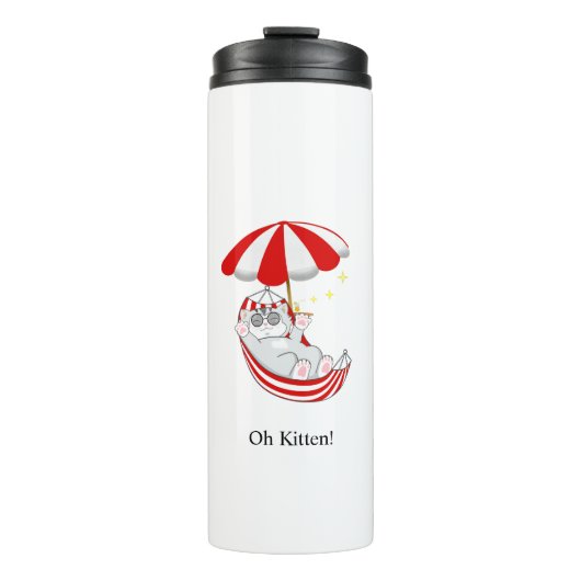 Bouteilles Isothermes Cute Kitten en Hamac rouge et blanc (Devant)