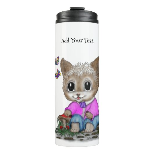 Bouteilles Isothermes Cute Kitty Chat et Papillon (Devant)