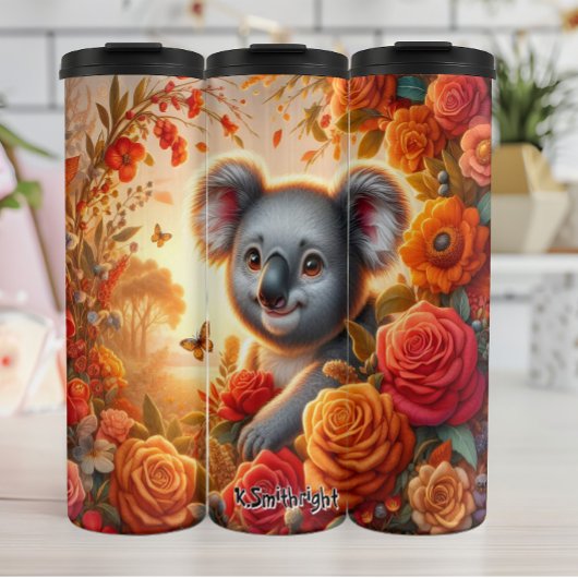 Bouteilles Isothermes Cute Koala avec un Rose