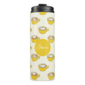 Bouteilles Isothermes Cute Latte Art en Motif de tasses de café jaune (Devant)