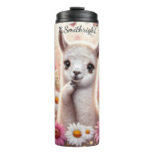 Bouteilles Isothermes Cute Llama dans les papillons de prairie florale (Devant)