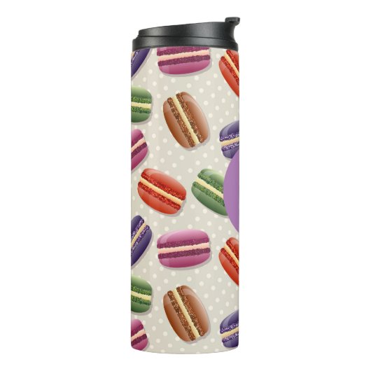 Bouteilles Isothermes Cute Macaroon Pattern Dotty Purple Monogram (Tourné sur la gauche)