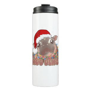 Bouteilles Isothermes Cute Moo Deng Baby Hippo lumières de Noël Père Noë