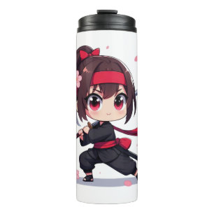 Bouteilles Isothermes Cute ninja guerrière fille en fleur