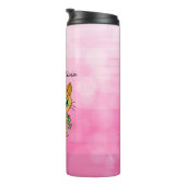 Bouteilles Isothermes Cute personnalisée Kawaii Chat Holding Fleur (Tourné sur la droite)