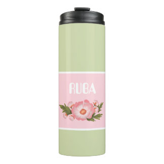 Bouteilles Isothermes Cute pink and baby green floral Thermal Tumbler