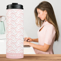 Cute Pink Bow Nom personnalisé Tumbler Thermal