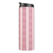 Bouteilles Isothermes Cute Pink Bow Stripe Pattern – Girly Aesthetic (Tourné sur la droite)