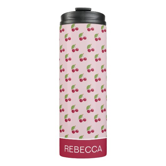 Bouteilles Isothermes Cute Pink Cherry Pattern Personalised (Devant)