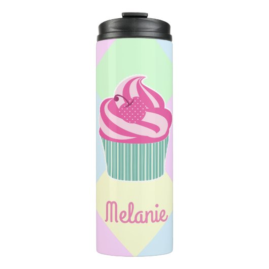Bouteilles Isothermes Cute Pink Cupcake Pastel Colors Personalised (Devant)