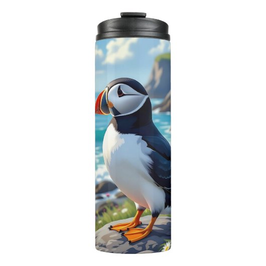 Bouteilles Isothermes Cute Puffin on the Seashore themed   (Devant)