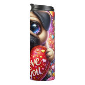 Bouteilles Isothermes Cute Pug Puppy Love Heart (Tourné sur la droite)