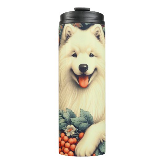 Bouteilles Isothermes Cute Samoyed Floral Peinture (Devant)