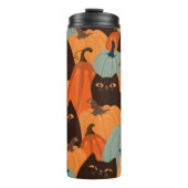 Bouteilles Isothermes Cute seamless pattern with black cats and pumpkins (Devant)