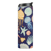 Bouteilles Isothermes Cute seamless pattern with jellyfish, shells, fish (Tourné sur la gauche)