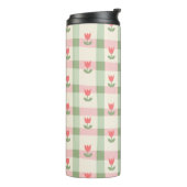 Bouteilles Isothermes Cute Tulip Checkered Pattern | Pastel Floral (Tourné sur la gauche)