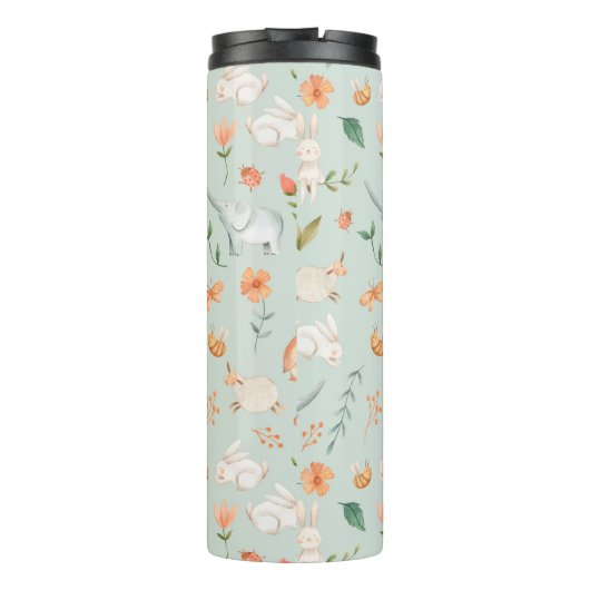 Bouteilles Isothermes Cute Turquoise bébé animal Pastel Motif (Dos)