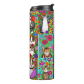 Bouteilles Isothermes Cute Whimsical Folk Art Chats et Fleurs Couette (Tourné sur la gauche)