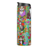 Bouteilles Isothermes Cute Whimsical Folk Art Chats et Fleurs Couette (Tourné sur la droite)