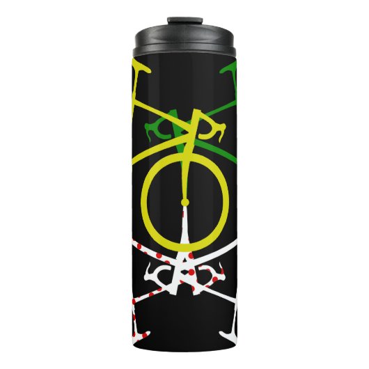 Bouteilles Isothermes Cyclisme Jaune Vert Blanc Polka-Dot Jerseys (Devant)