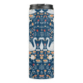 Bouteilles Isothermes Cygnes, poissons, fleurs sur un arrière - plan ble (Dos)