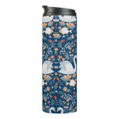 Bouteilles Isothermes Cygnes, poissons, fleurs sur un arrière - plan ble (Tourné sur la droite)