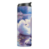 Bouteilles Isothermes Cygnet blanc avec Roses violets (Tourné sur la gauche)