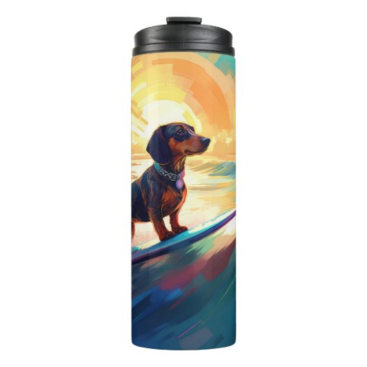 Bouteilles Isothermes Dachshund Beach Surf Peinture (Devant)