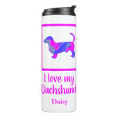 Bouteilles Isothermes Dachshund / Daxie Dog Hot rose & Blue Silhouette (Tourné sur la gauche)
