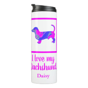 Bouteilles Isothermes Dachshund / Daxie Dog Hot rose & Blue Silhouette